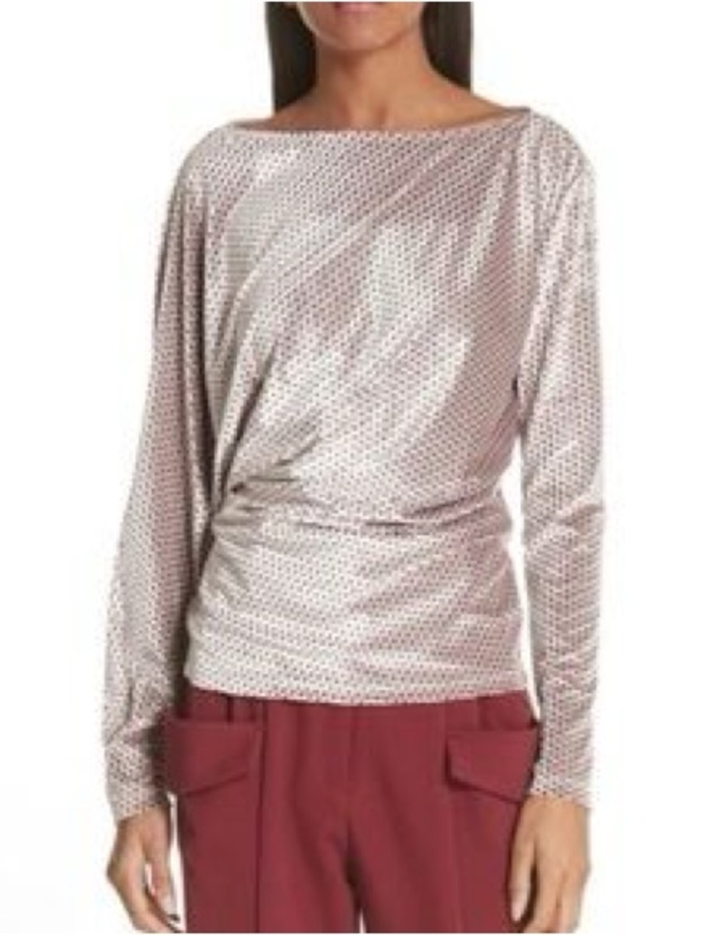 RACHEL COMEY VELVET RUCHED POLKA DOT BLOUSE